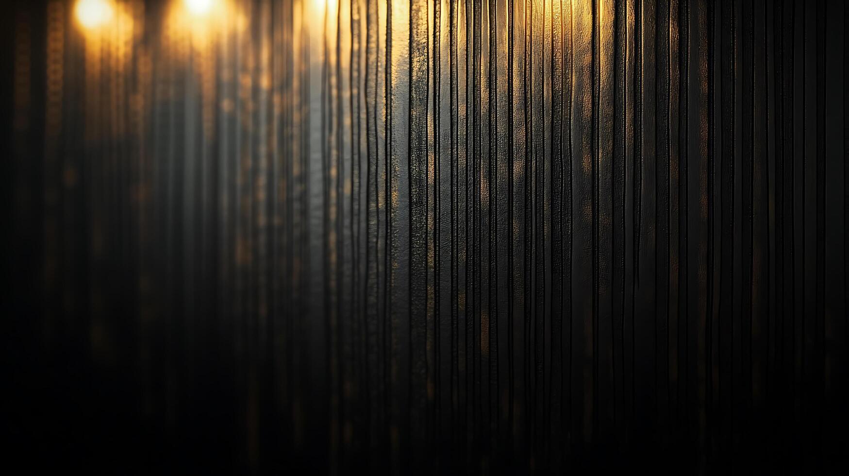 A dark, textured surface with vertical patterns and subtle golden highlights at the top, creating a sense of depth and subdued elegance. photo