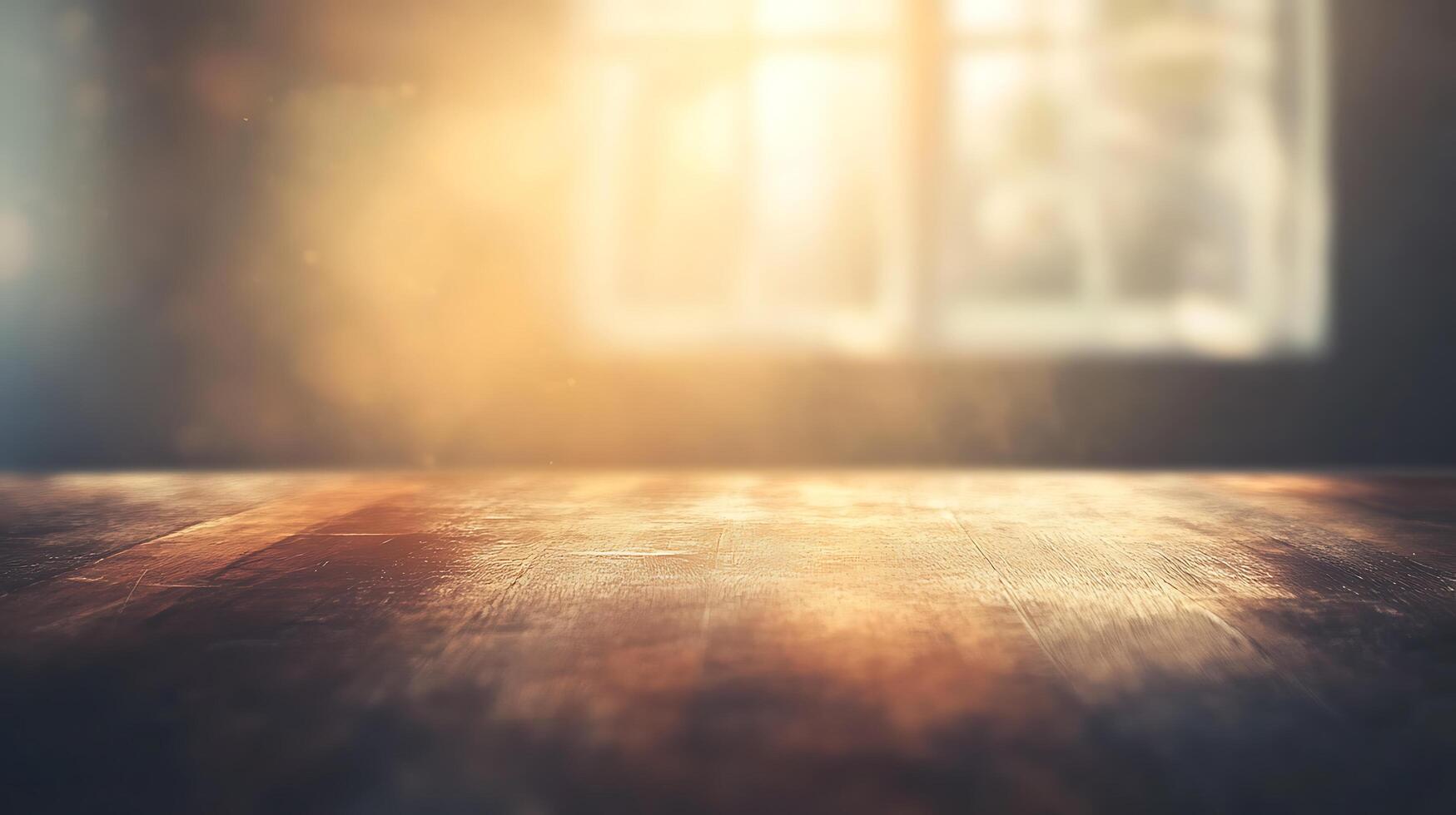 Wooden surface with soft, warm light filtering in. Atmospheric depth and cozy ambiance enhance the natural grain, inviting visual appeal. photo