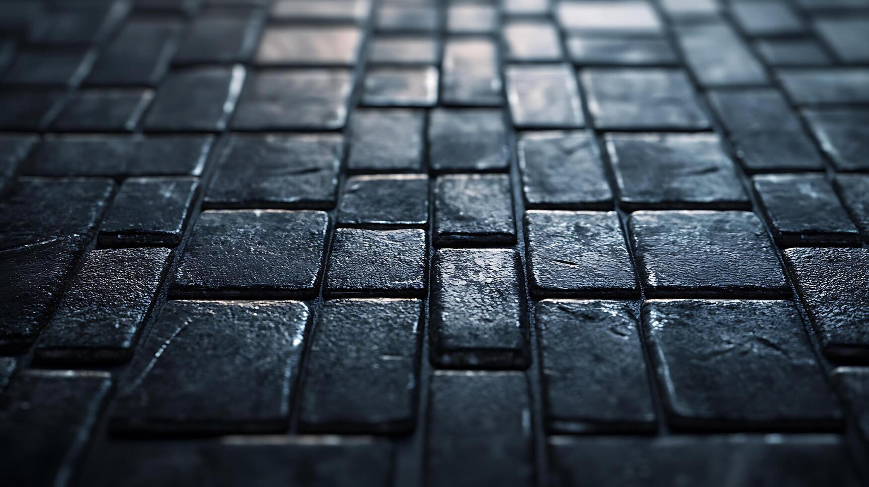 Textured stone tile pattern showcases a mosaic of rectangular blocks, forming a sturdy and visually appealing surface for flooring. photo