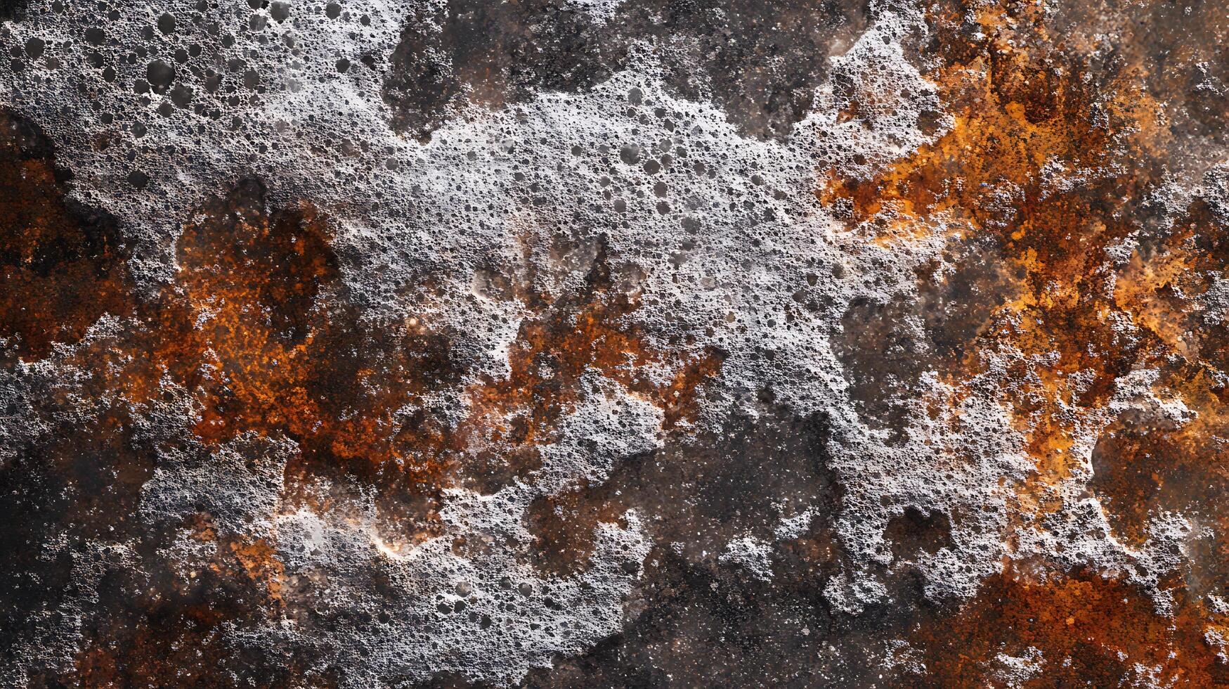Textured abstract featuring foam and rust-like tones, creating a visually striking and intriguing surface pattern. photo