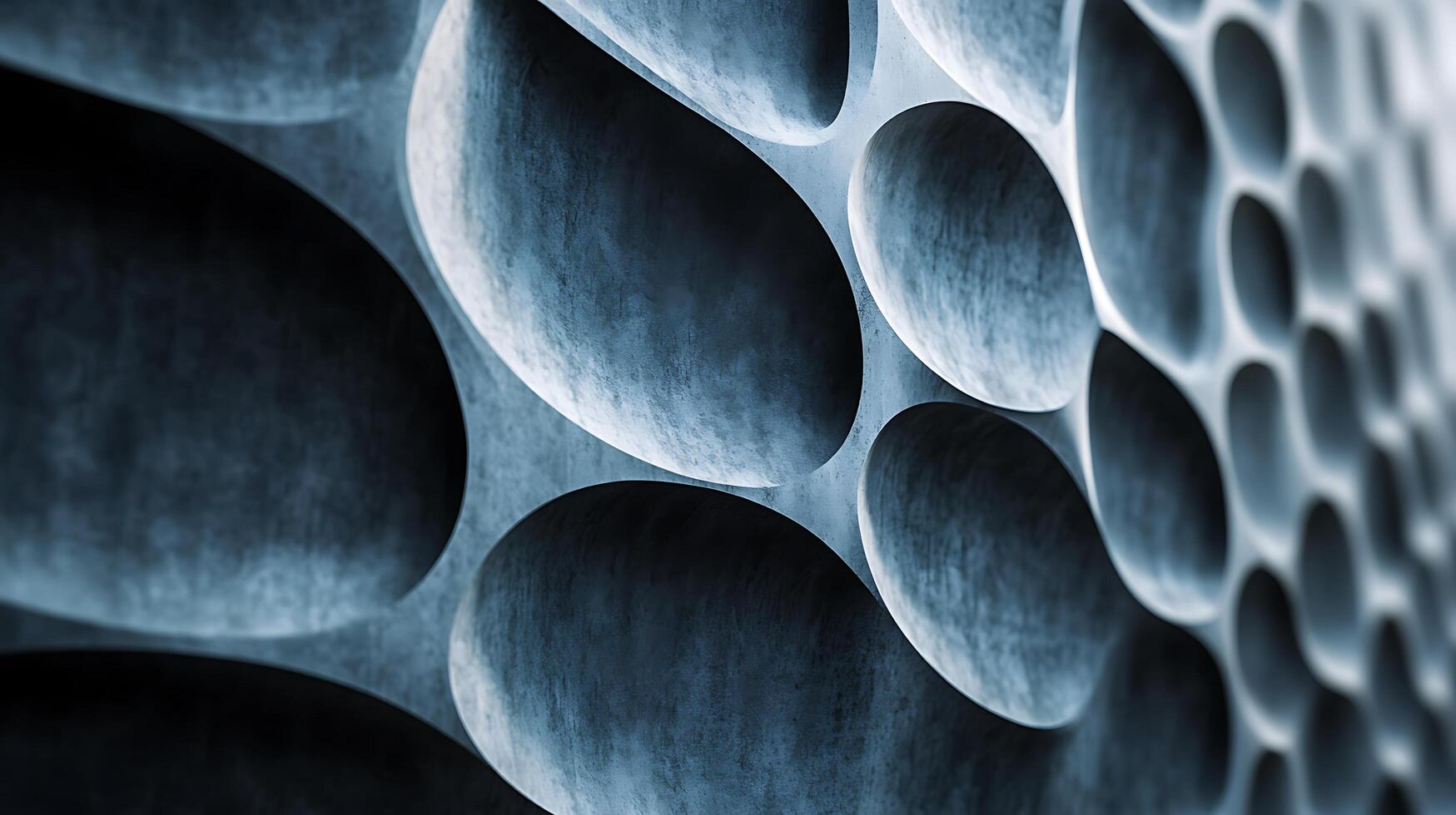 Geometric Concrete A repeating oval pattern with shadows creates a dynamic and abstract visual effect. Texture and depth are key features. photo