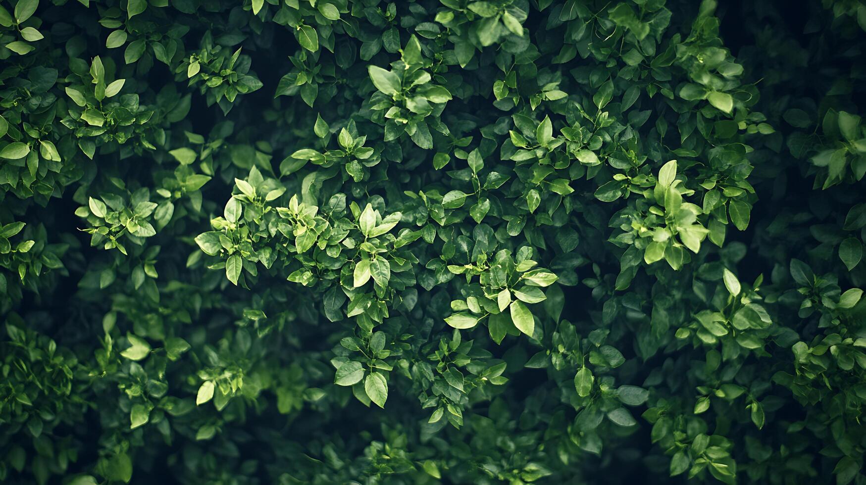 Verdant leaves in a dense cluster, creating a lush green pattern. A vibrant display of nature's beauty. Fresh spring growth. photo