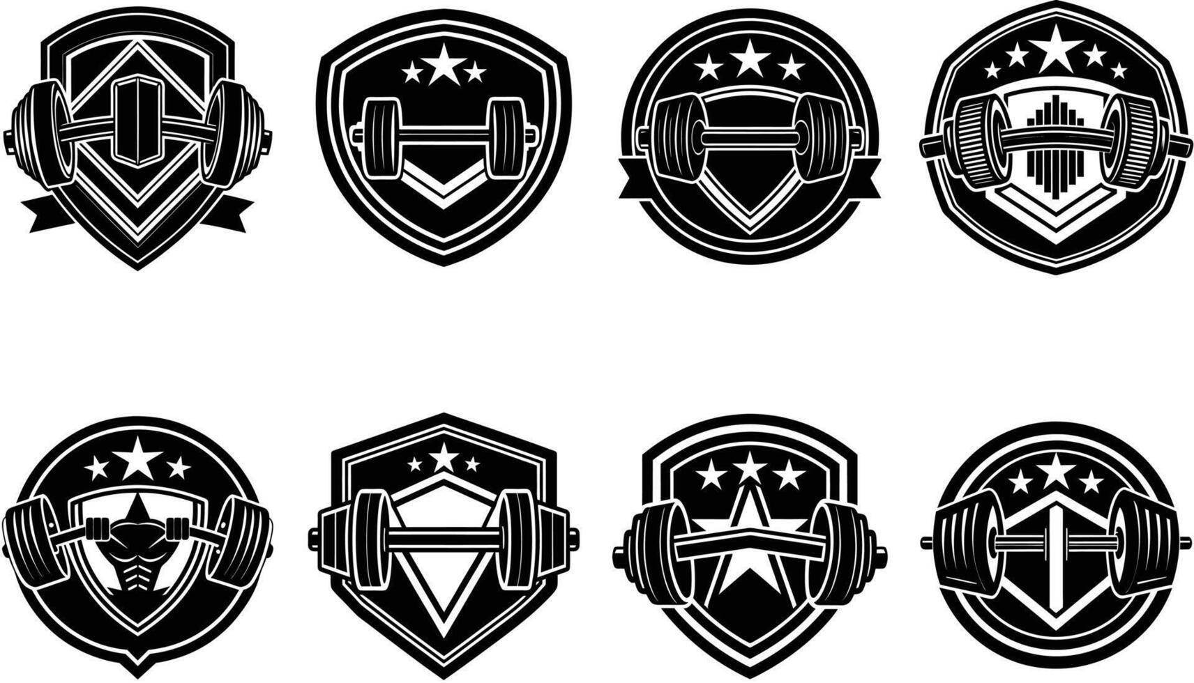 Dumbbell, Fitness Emblems, Silhouette Gym Logo Bundle Collection vector
