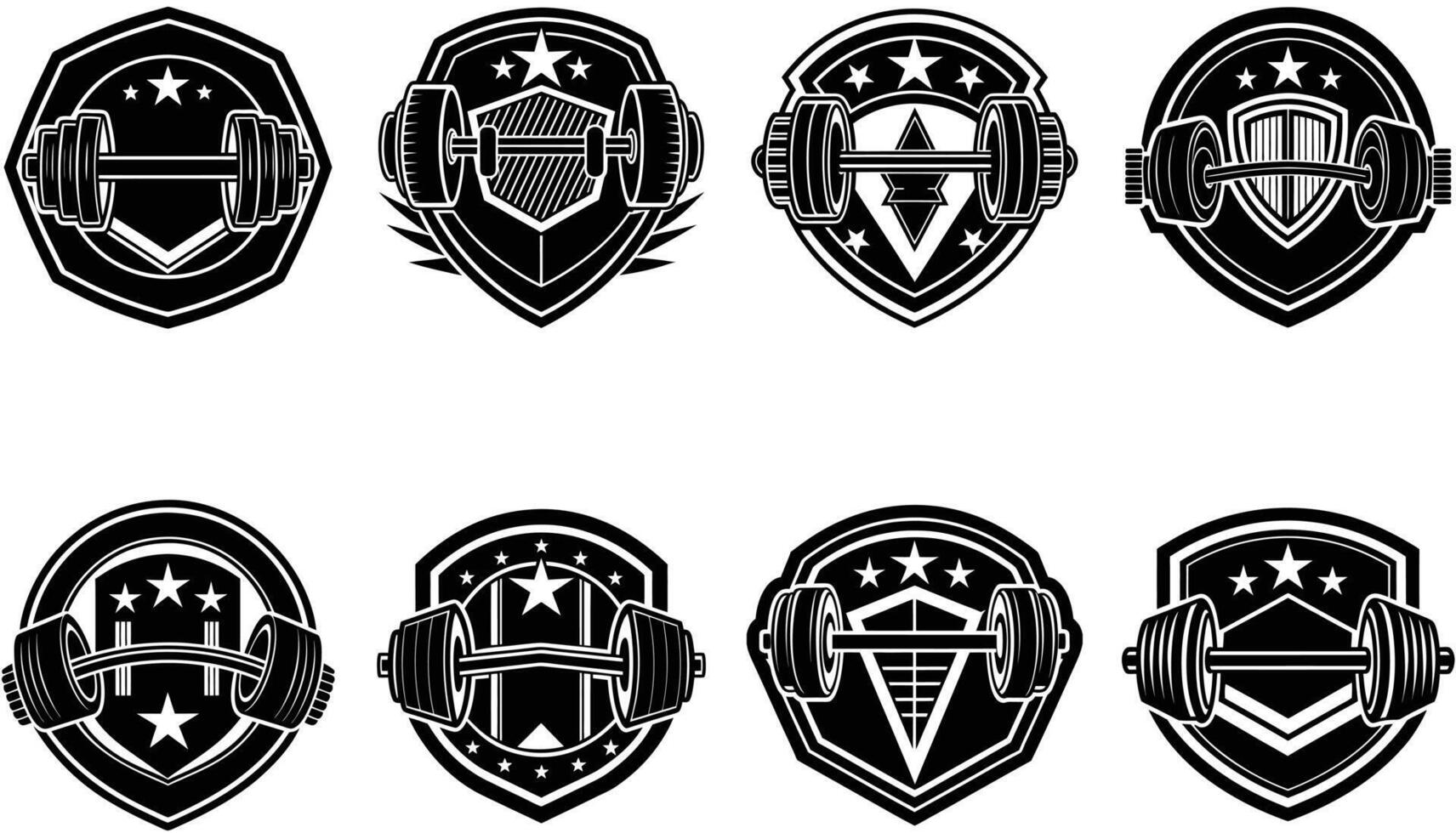 Dumbbell, Fitness Emblems, Silhouette Gym Logo Bundle Set Icon vector