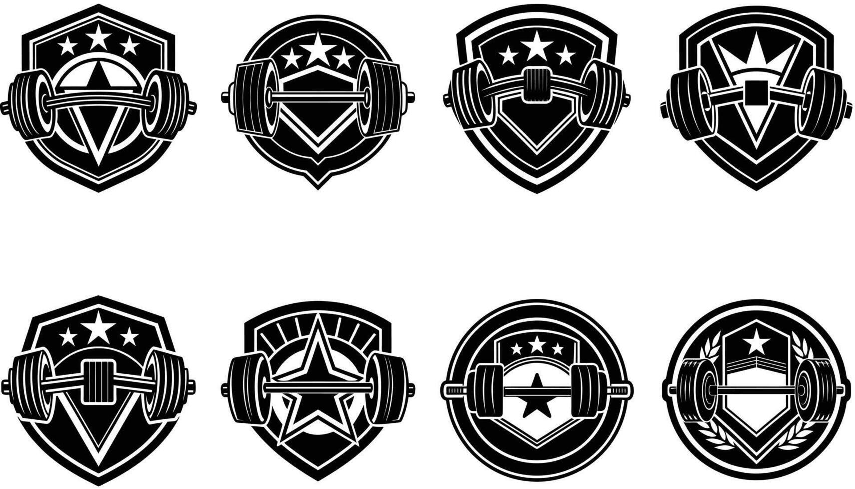 Gym Dumbbell, Fitness Emblems, Silhouette Gym Logo illustration Bundle vector