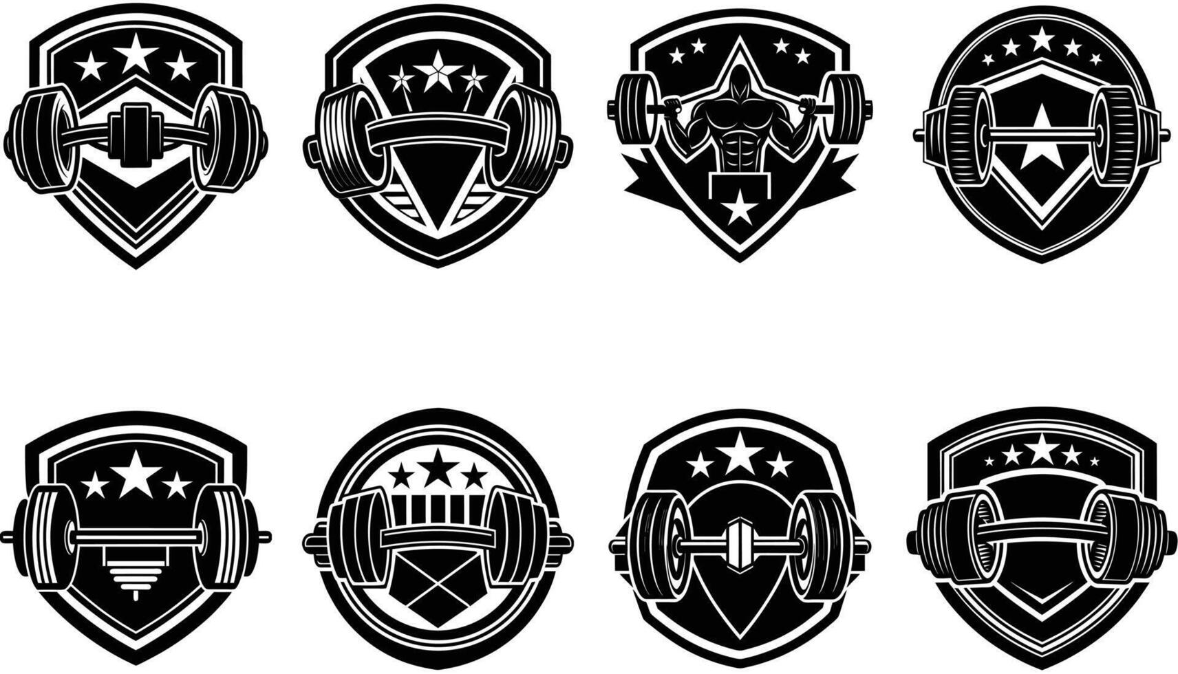 Dumbbell, Fitness Emblems , Silhouette Gym Logo Bundle vector