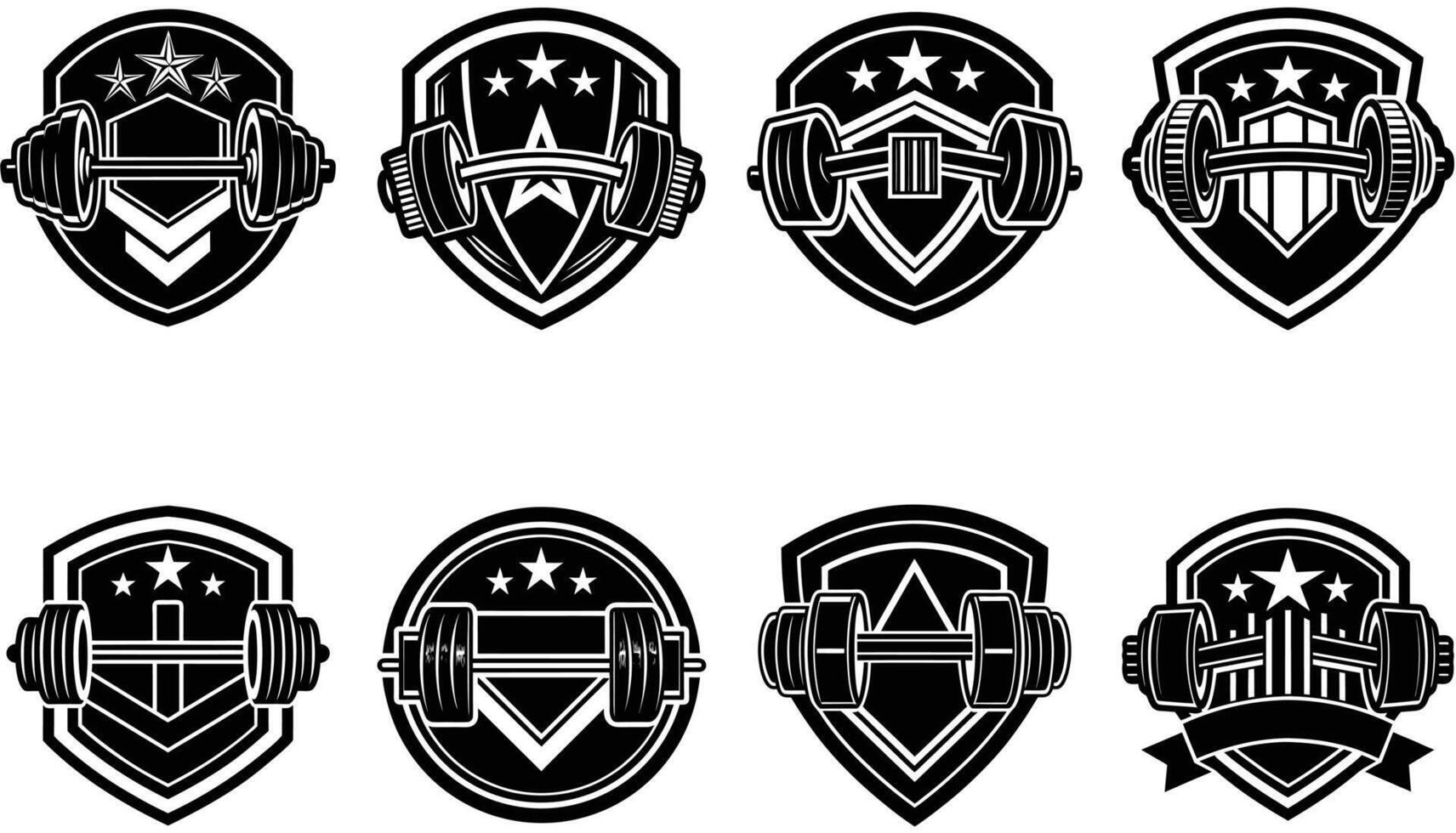 Dumbbell, Fitness Emblems, illustration Silhouette Gym Logo Bundle illustration vector