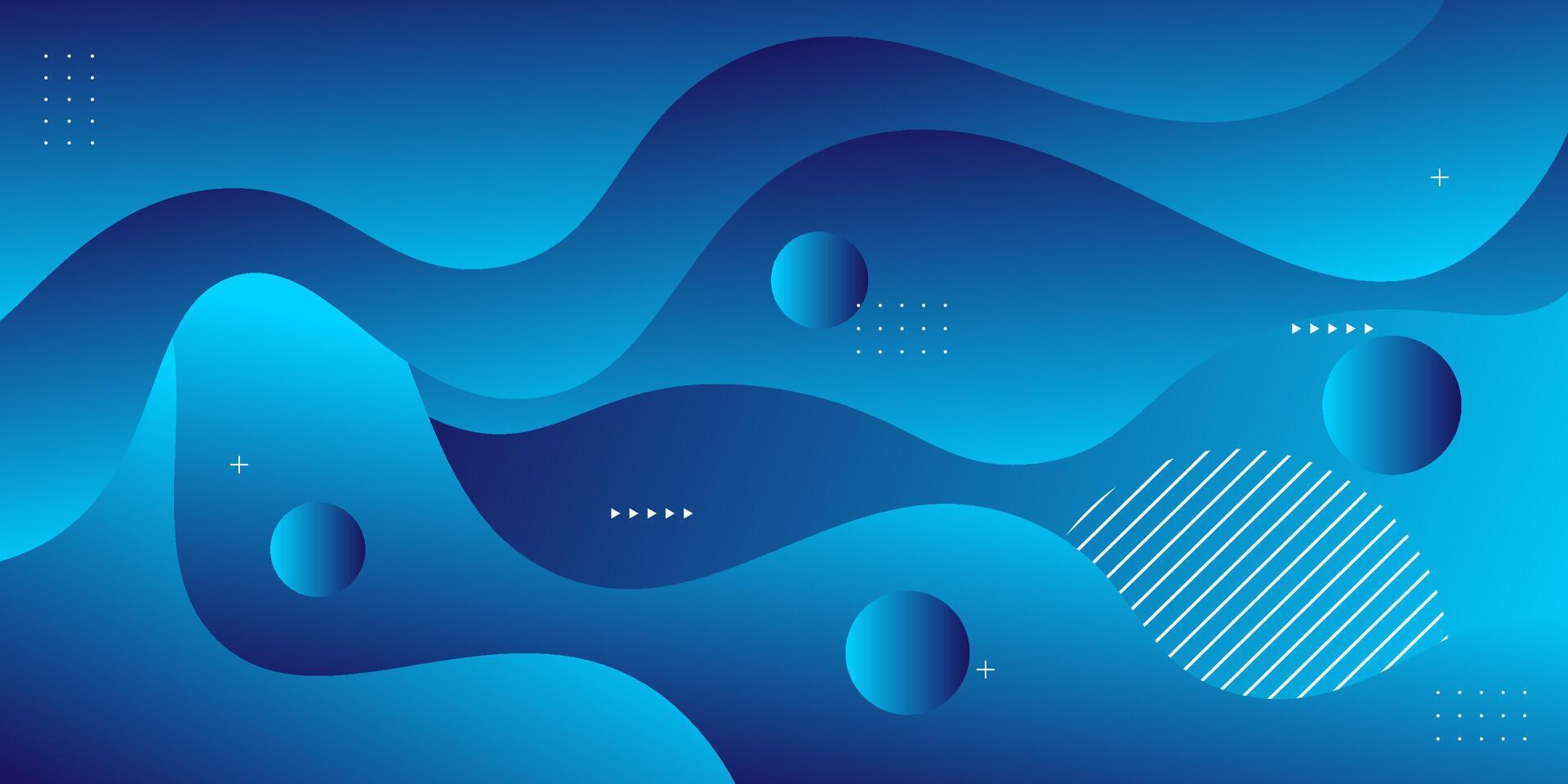 Bright blue geometric business banner design. Creative banner design with wave and circle shape as template. Simple horizontal banner. eps10 vector