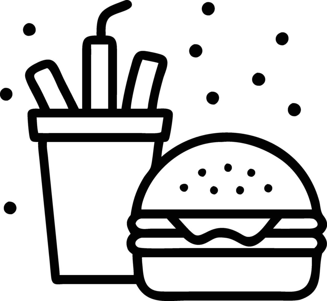 Delicious Fast Food with Burger, Fries, and Drink icon vector