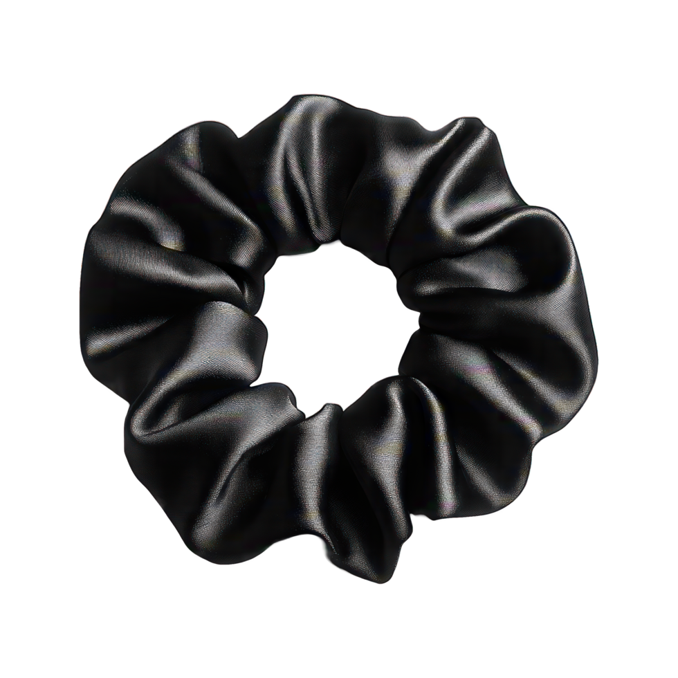 Black silk scrunchie png