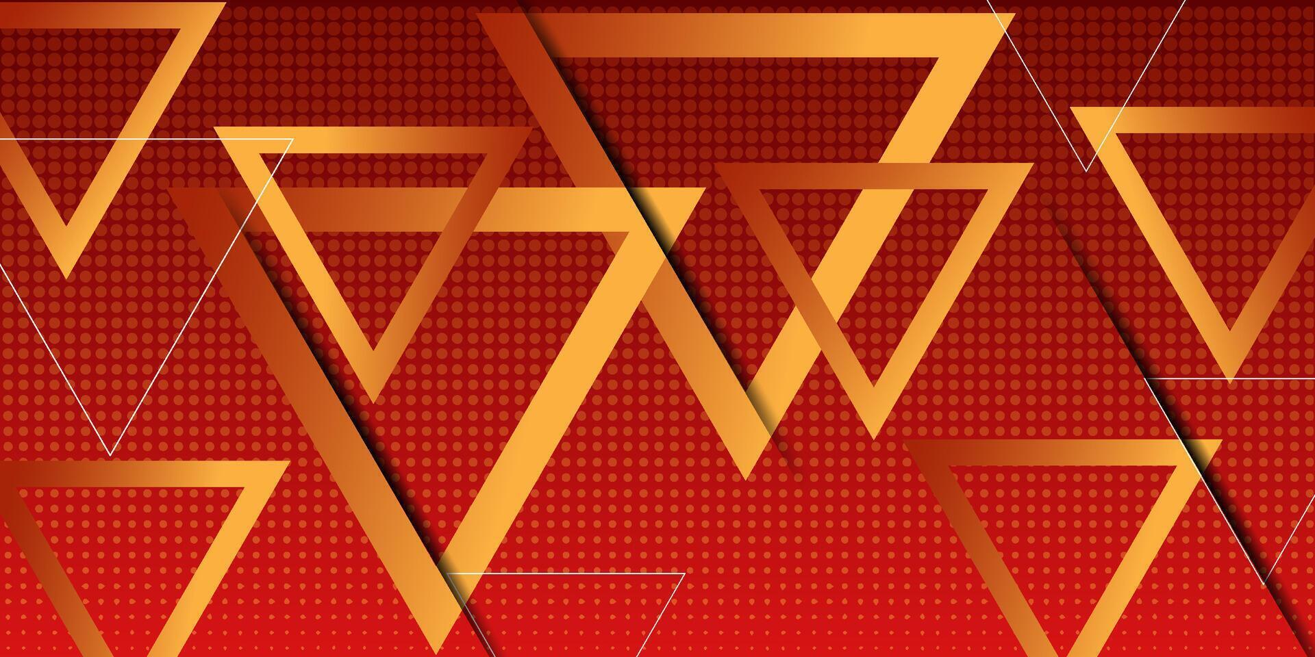 Orange gradient background with overlapping triangles. Modern frame paper cut pattern on red background. Eps10 vector