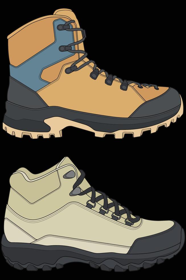 two different types of hiking shoes vector