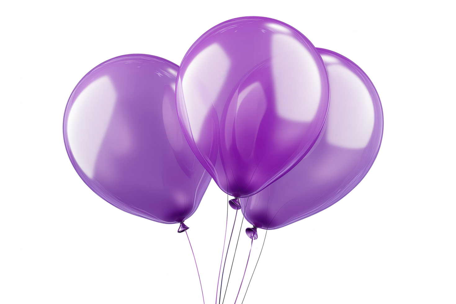 Three purple balloons are floating in the air png