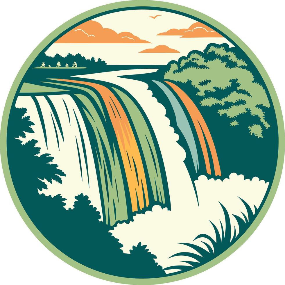 Waterfall nature logo design vector