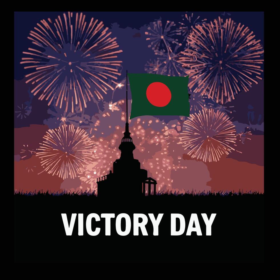 Victory Day In Bangladesh With Flag vector