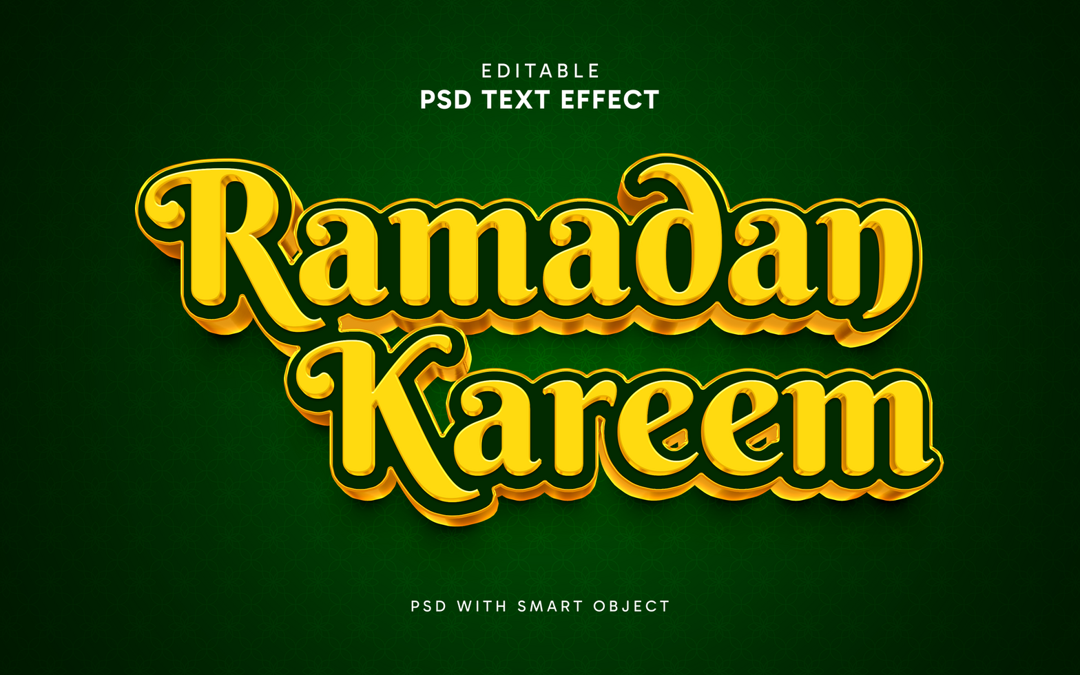 Ramadan Text Effect on green background psd