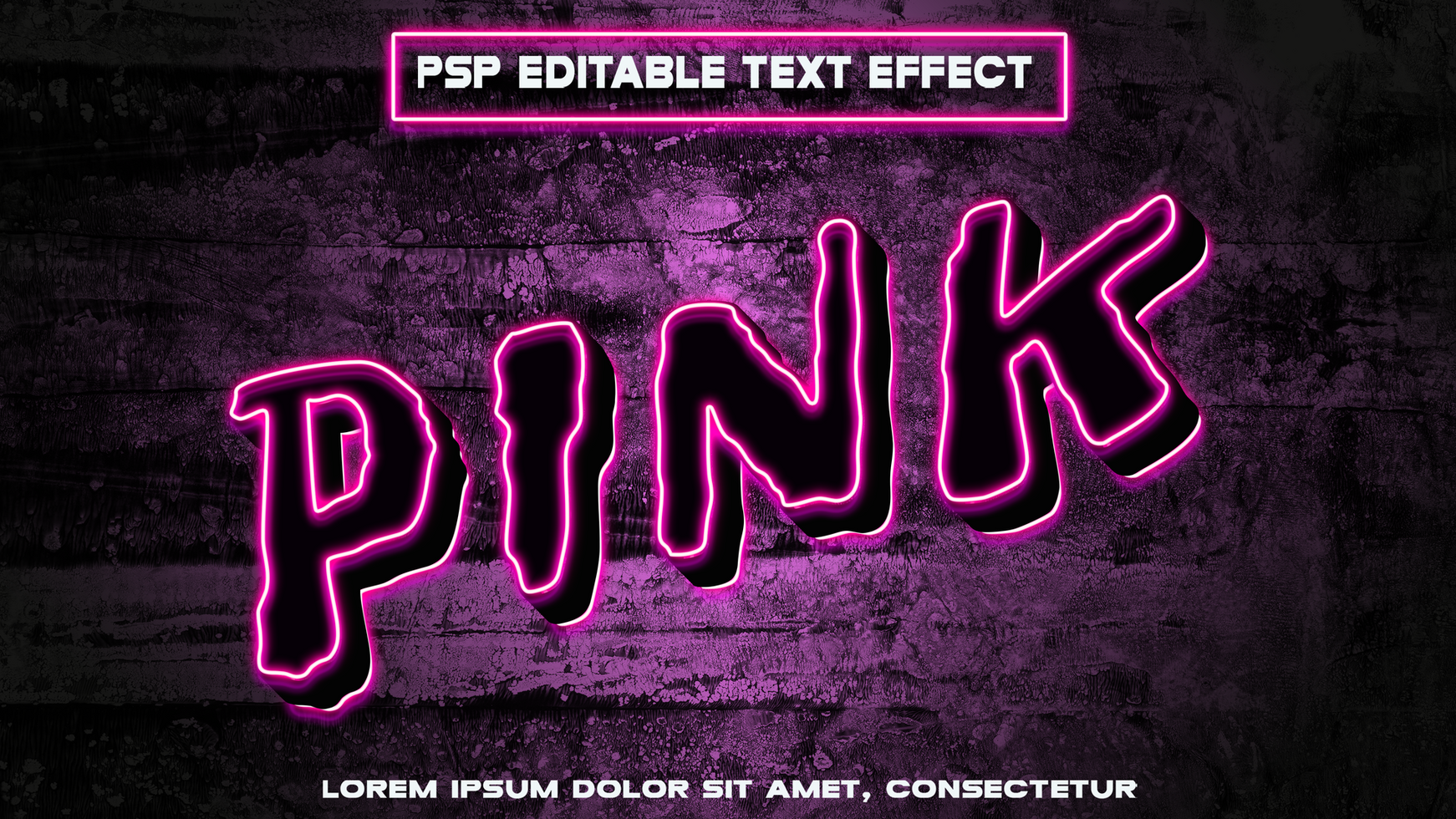 dark letters with neon pink color psd
