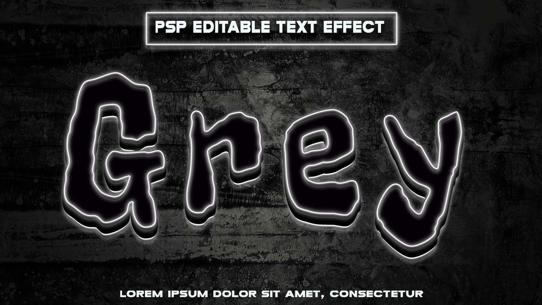 dark letters with neon grey color psd