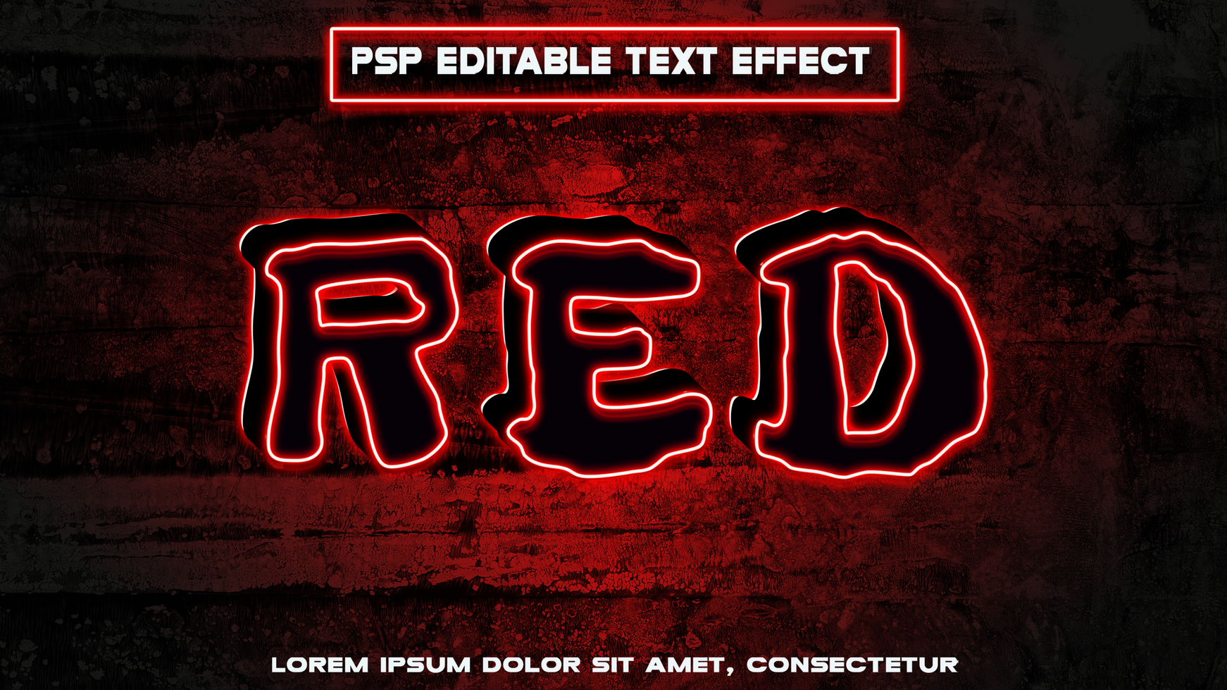 dark letters with neon red color psd