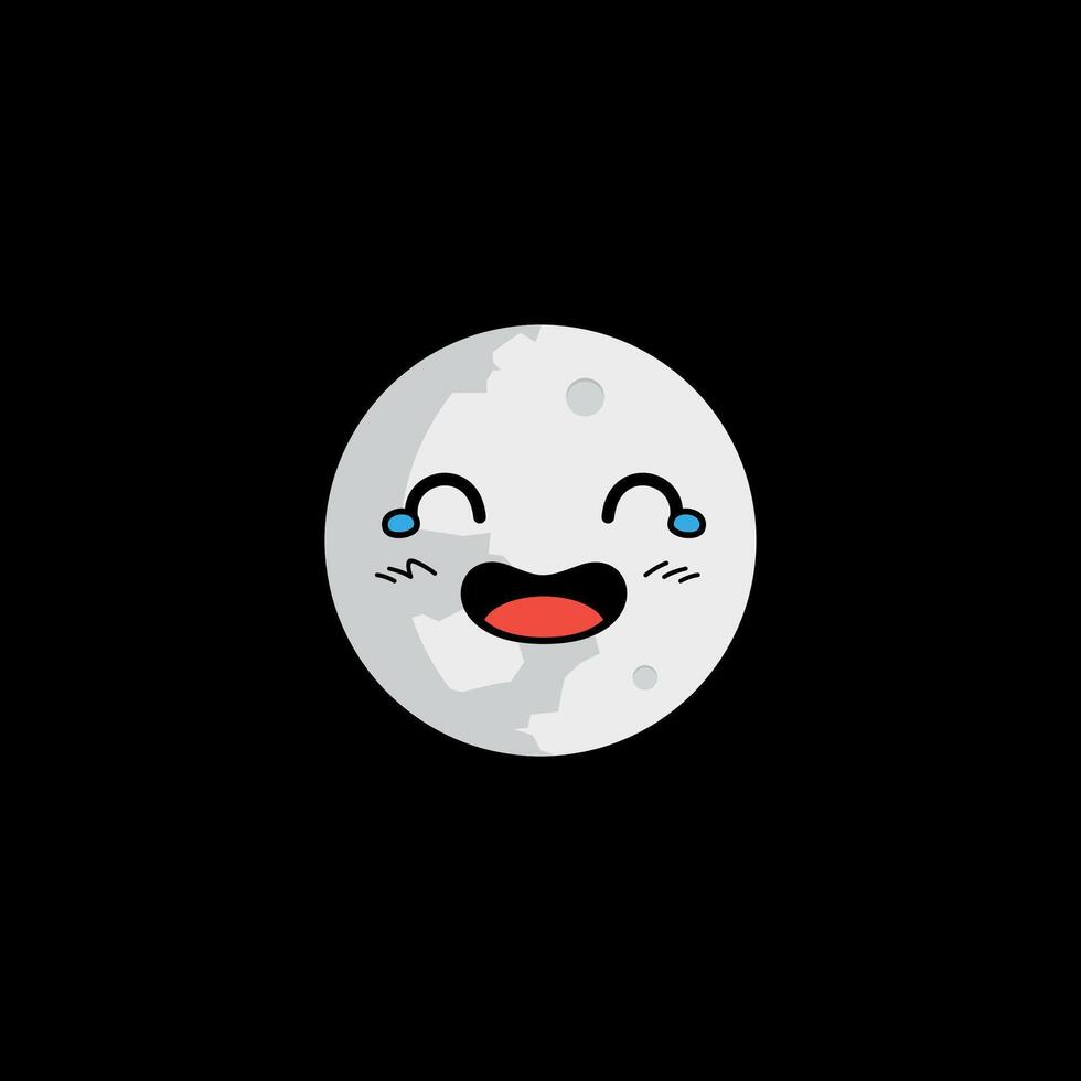 Full moon laughing face with tears clipart vector