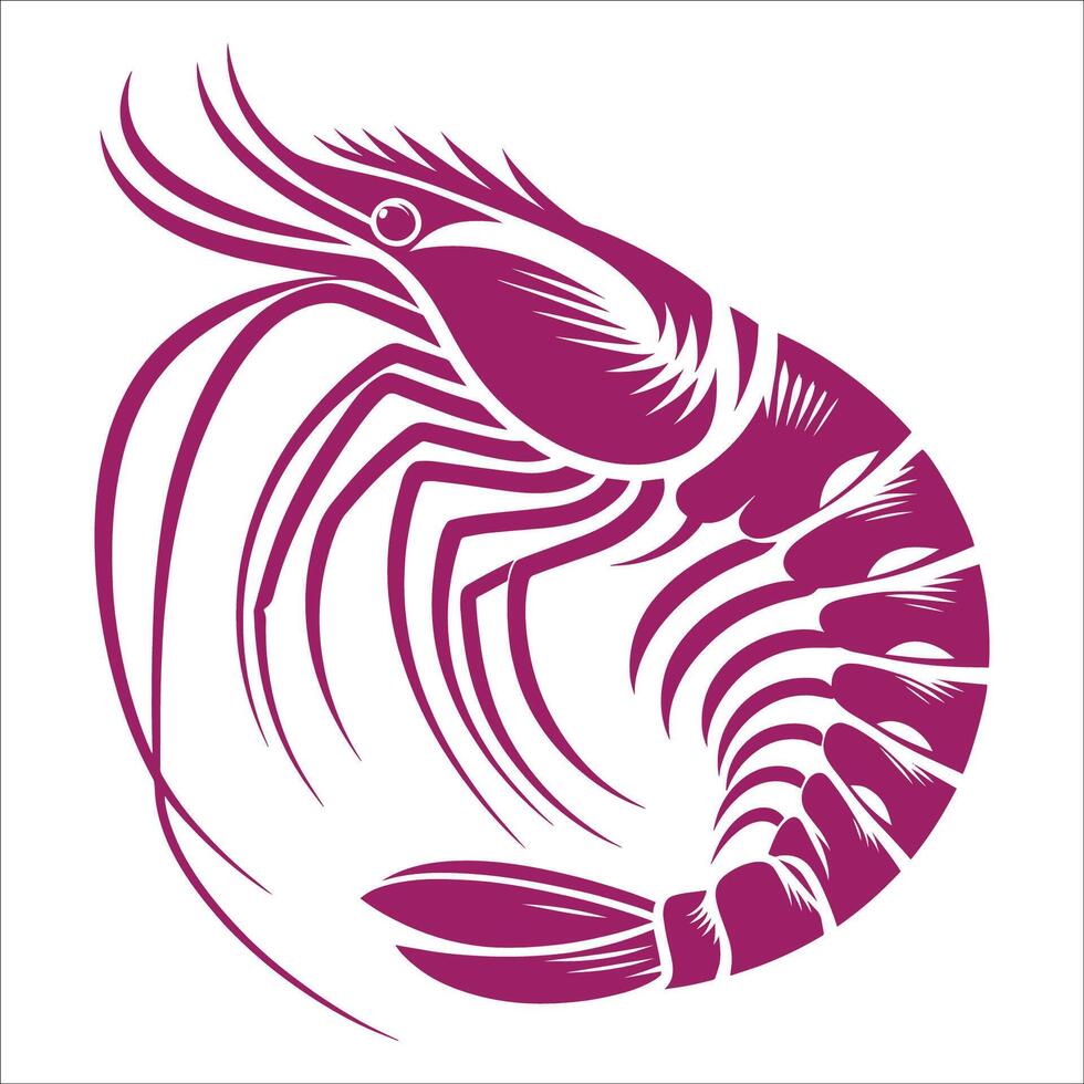 Shrimp Illustration Seafood Silhouette Design vector