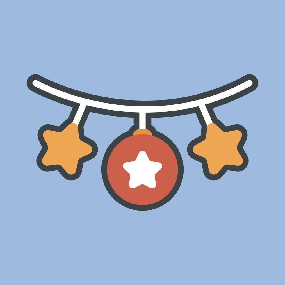 star and baubles accessory with outline flat design. vector