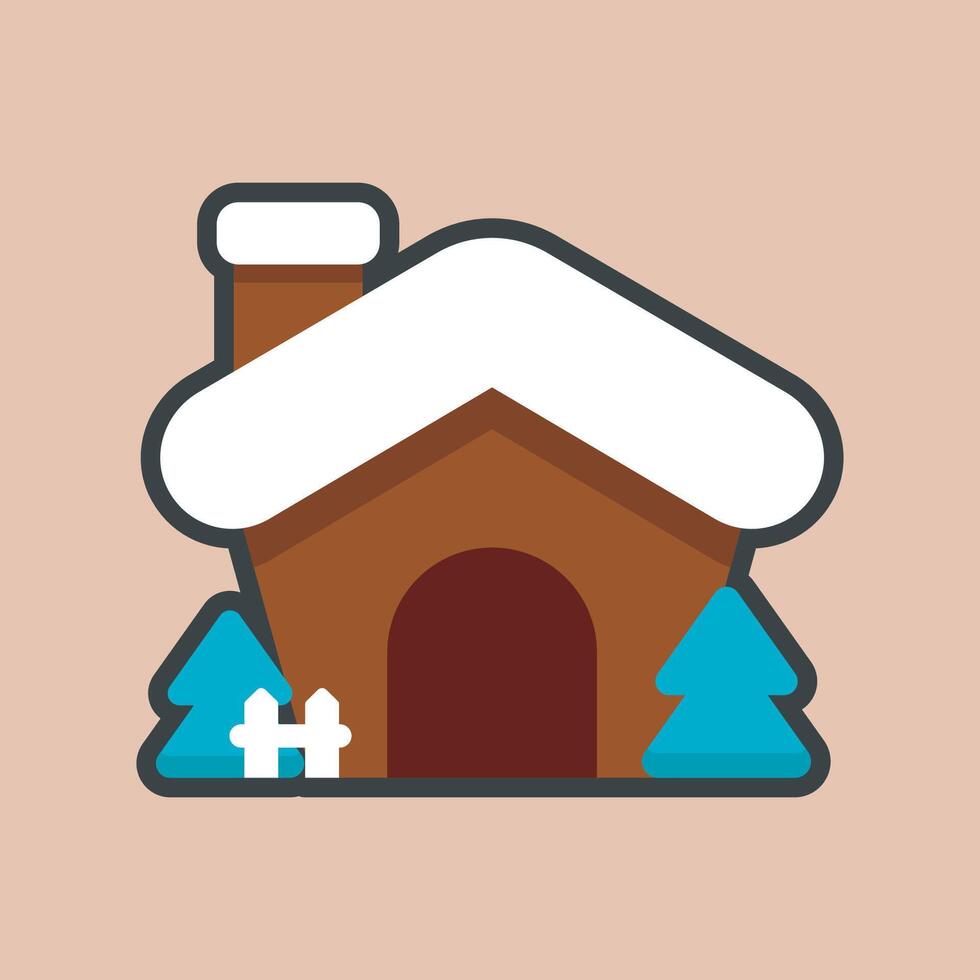 gingerbread house with outline flat design. vector