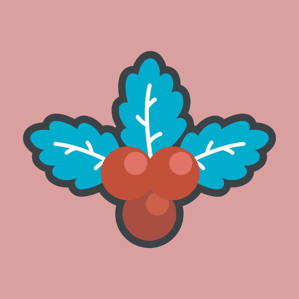 cherry fruit with outline flat design vector
