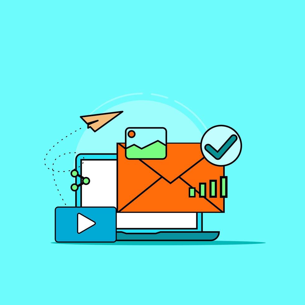 Computer Screen, sent email illustration Email Icon Design. vector