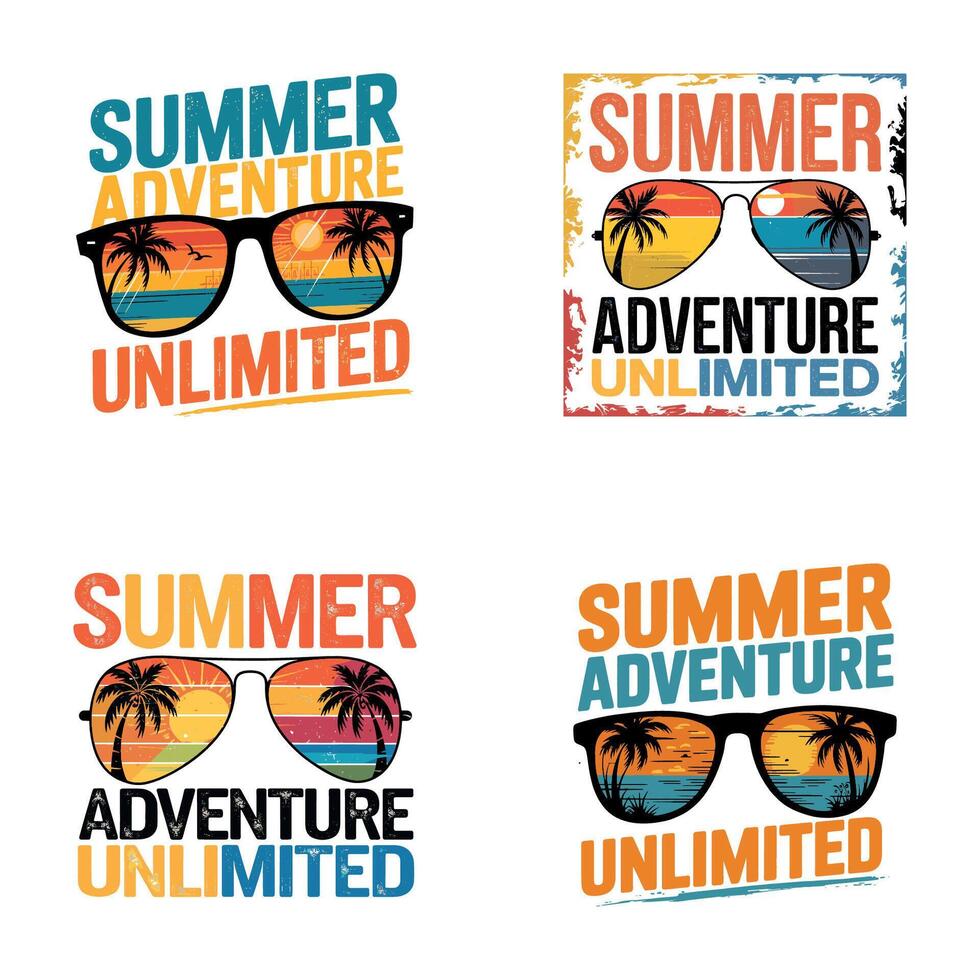 Summer Adventure Unlimited- Summer Quotes Graphics for Summer T Shirt Design in Black and White Background vector