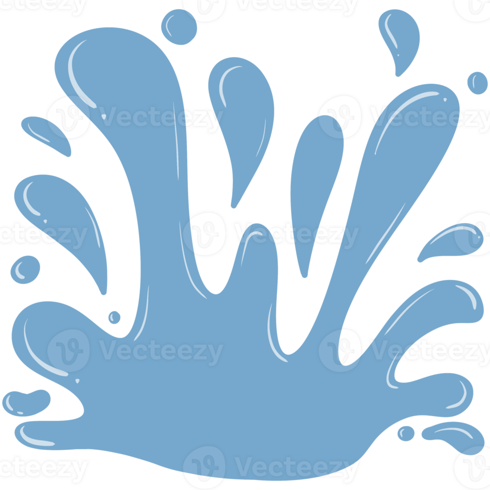 Light blue abstract drops with curved edges and small drop shapes. All in flat cartoon style. on a transparent background. png