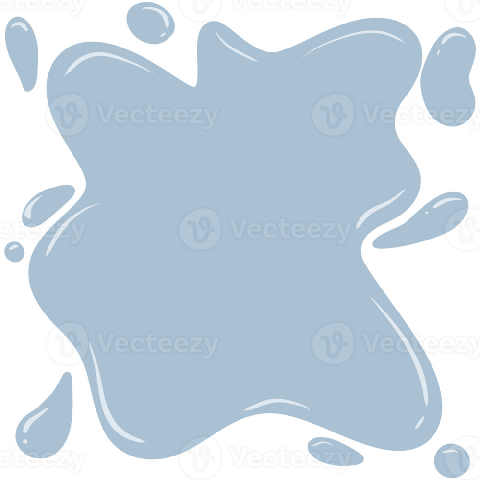 Light blue amorphous droplets with a 3D shiny appearance, similar to paint splashes or liquid drops on a transparent background. png