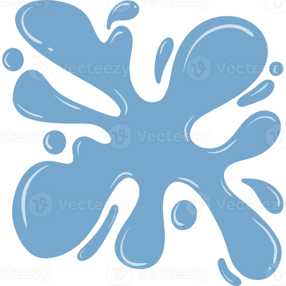 Light blue splash style with rounded shapes and scattered drops. Flat design on transparent background. png