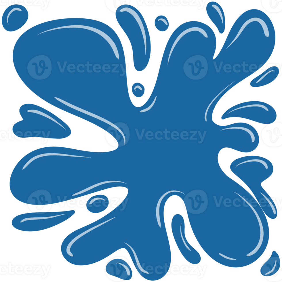 Bright blue paint splashes on a transparent background. Create abstract shapes reminiscent of explosions. Splashes vary in size and severity. png