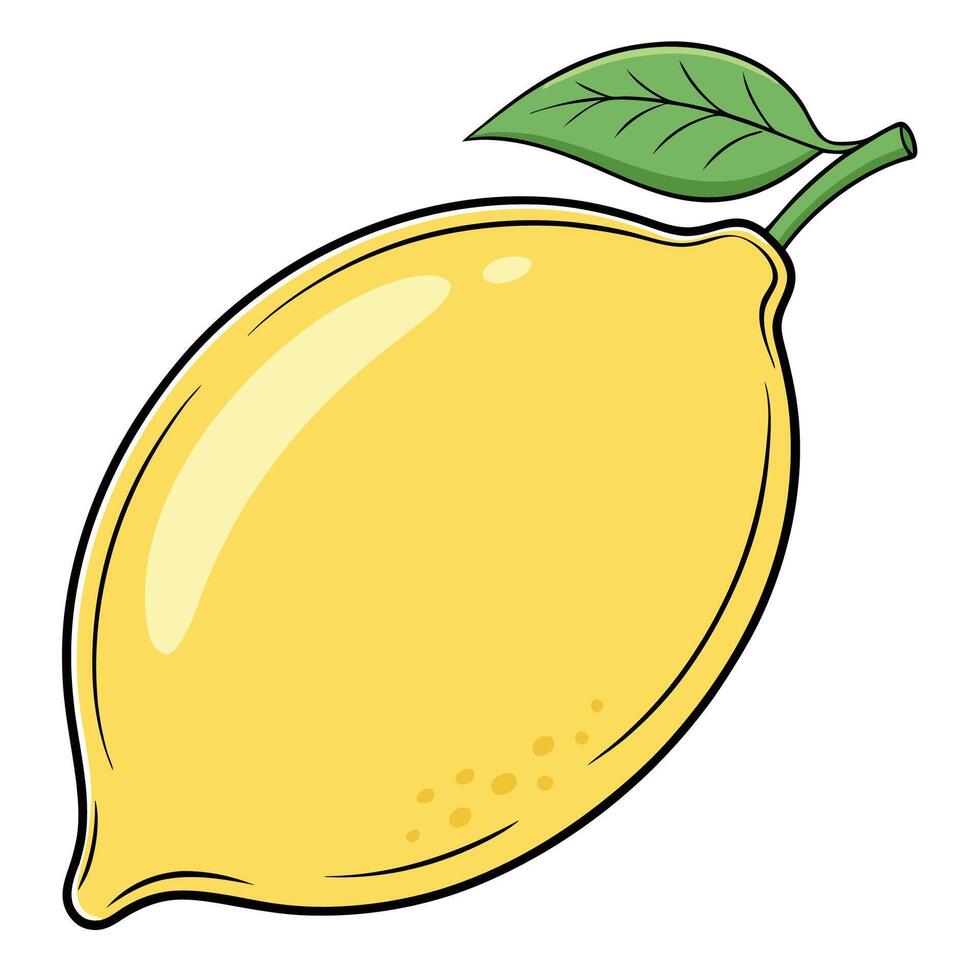a lemon with a leaf on it white background vector