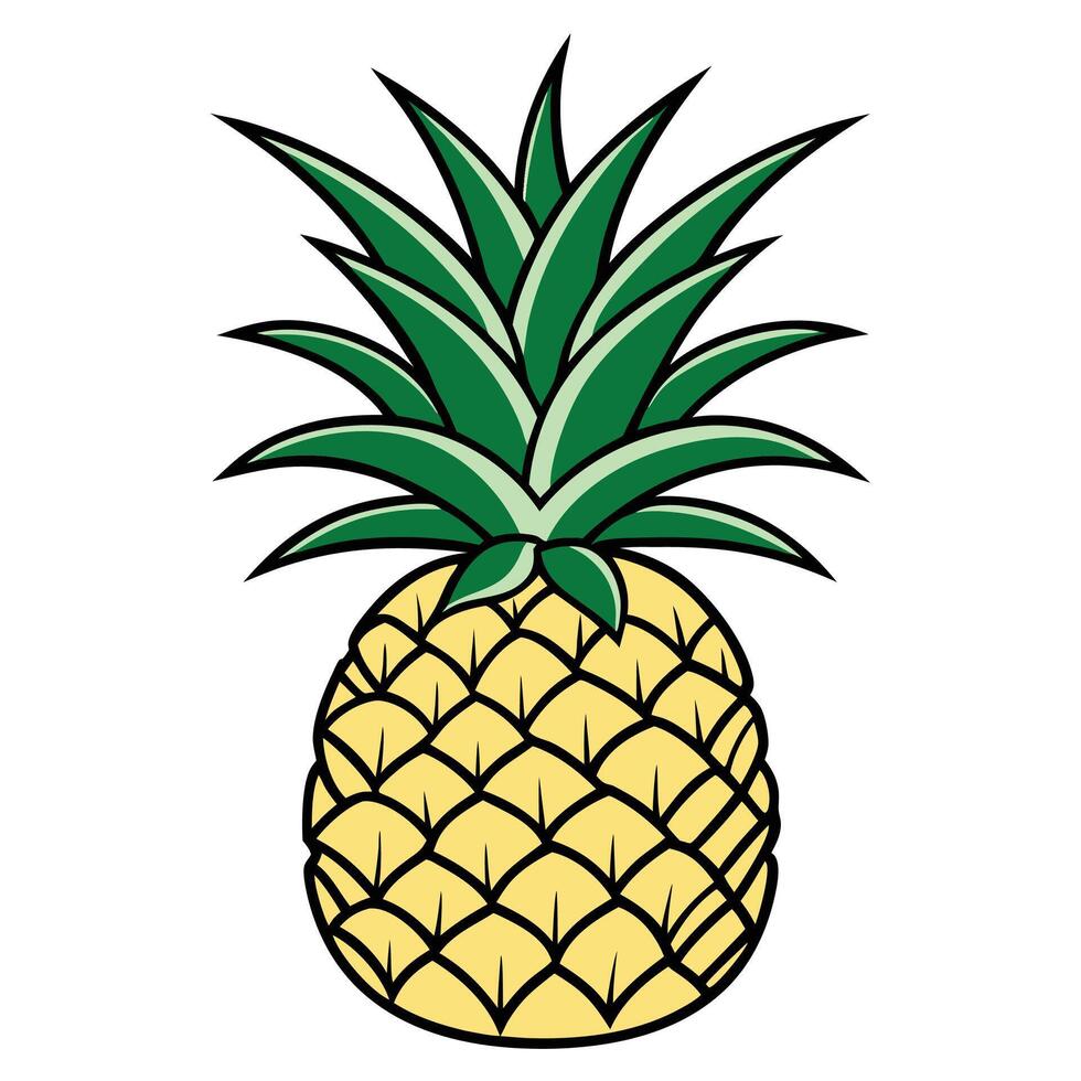a pineapple is shown in a cartoon style white background vector