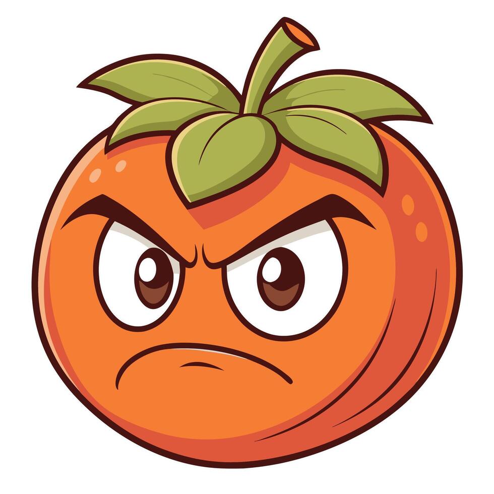 angry orange fruit , white background illustration vector