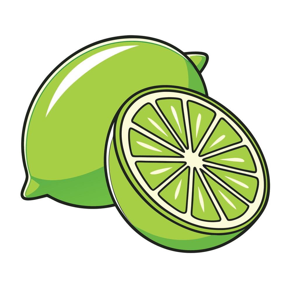 a lime and a slice of lime vector