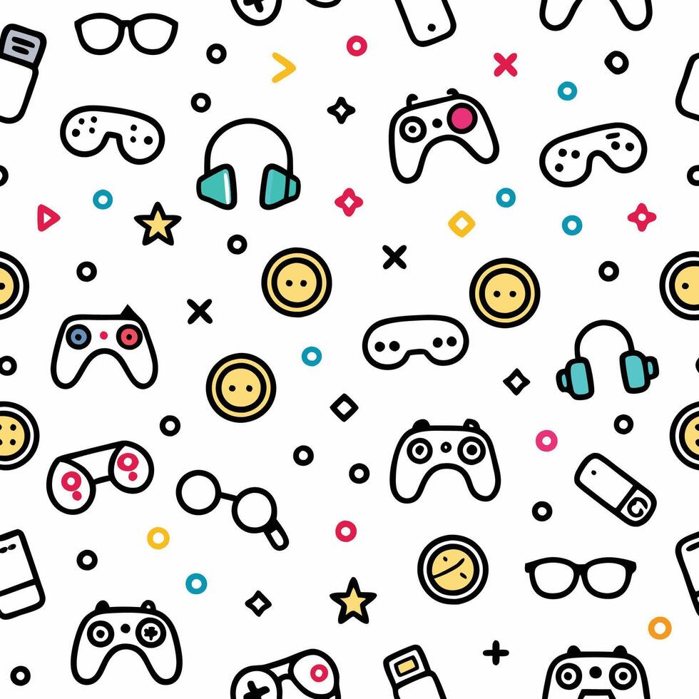a seamless pattern with game and other items vector