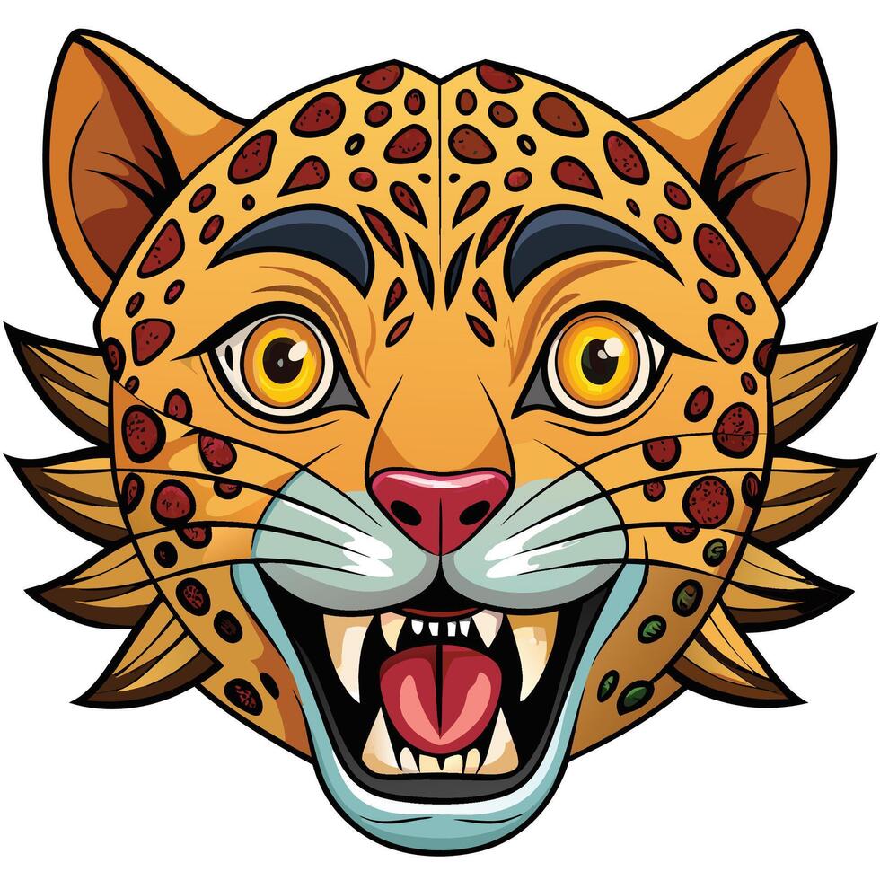 cartoon jaguar head with open mouth vector