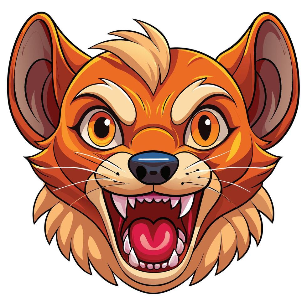 cartoon fox head with open mouth white background vector