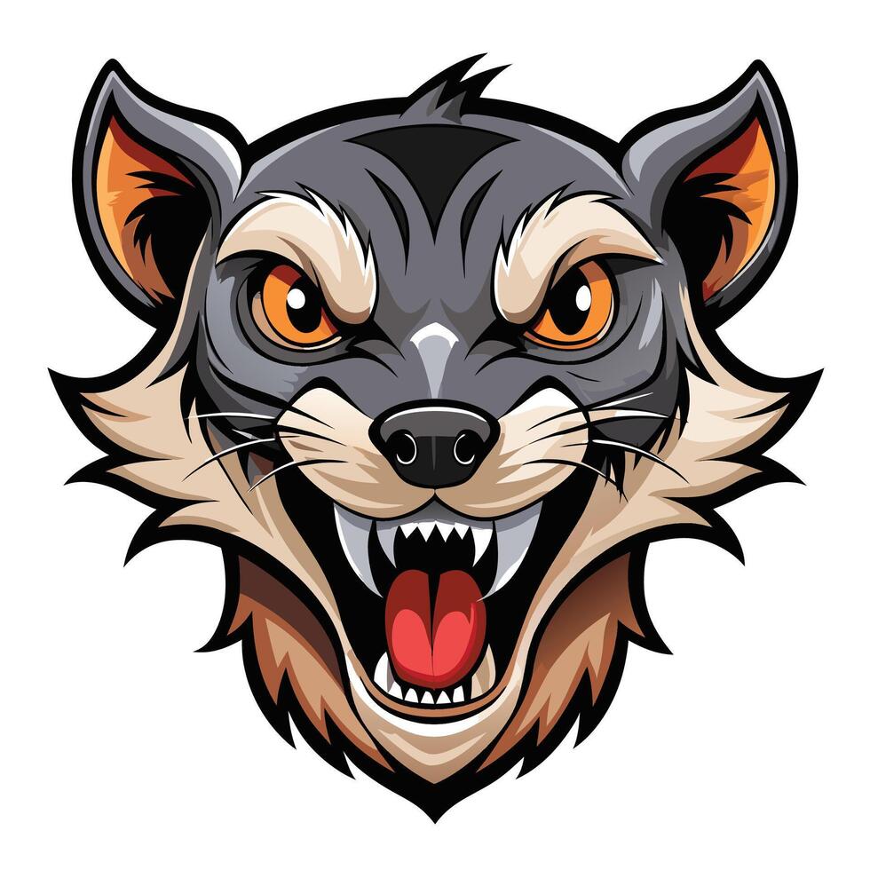 a wolf head with its mouth open white background vector
