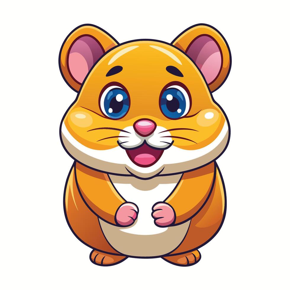 cartoon hamster with big eyes and big vector