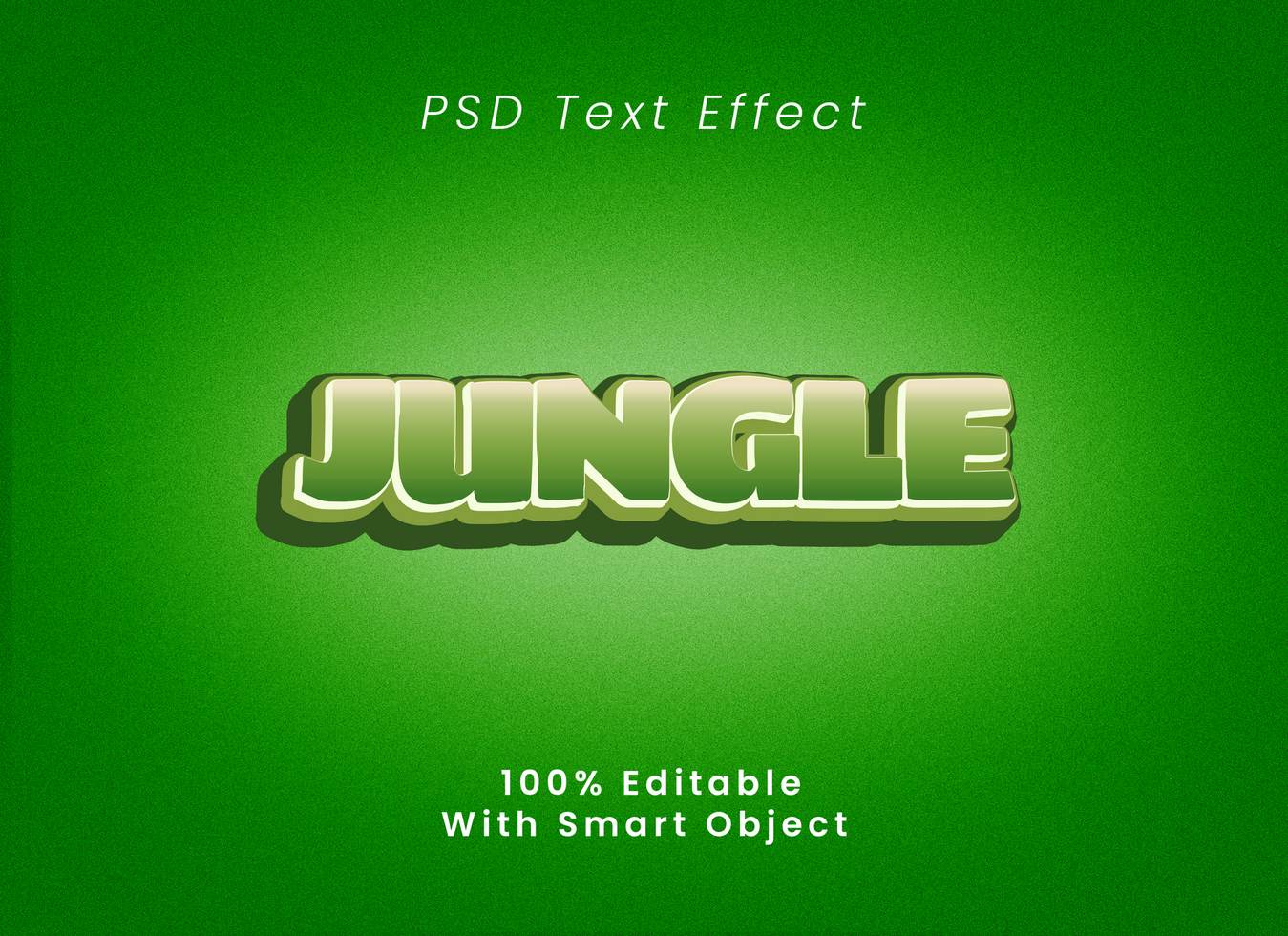 Jungle-themed 3D text effect with bold green typography on a vibrant background psd