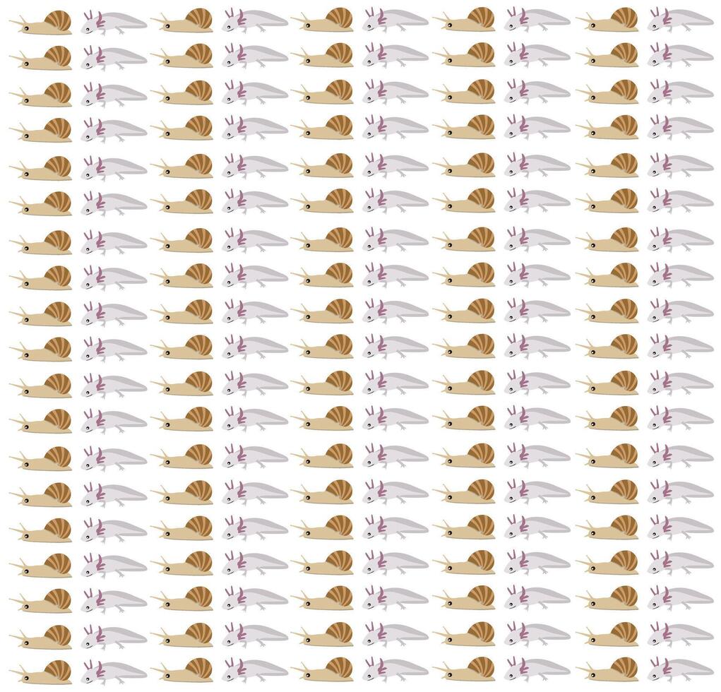 axolotl, snail as a pattern background vector