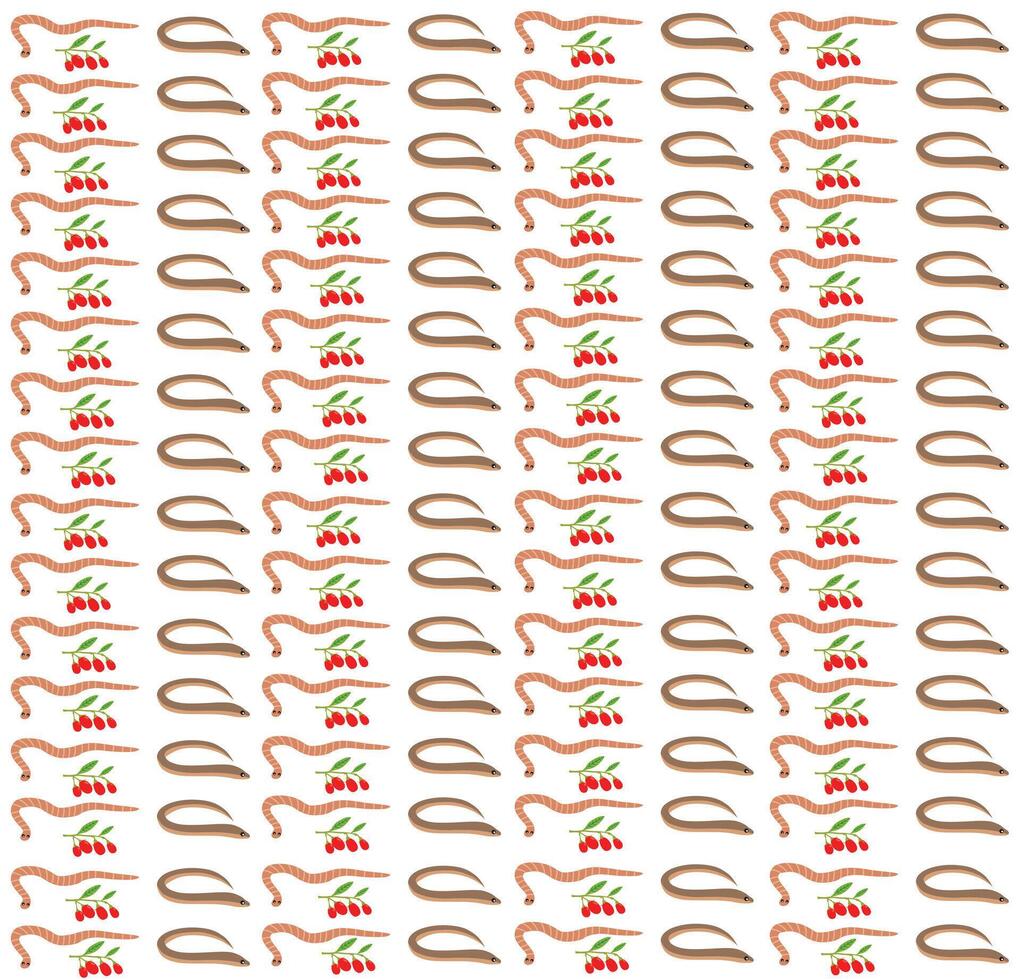 eel fish, worm with fruit as a pattern background vector