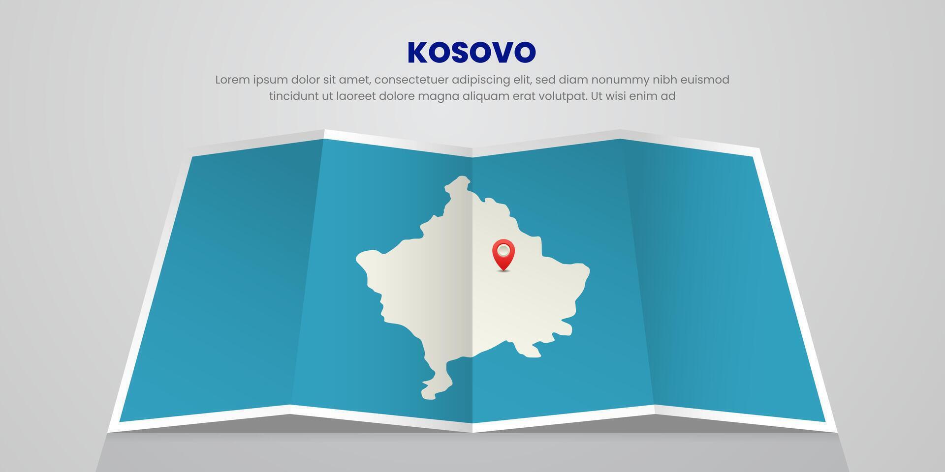 kosovo map travel with capital pin tag location design Illustration vector