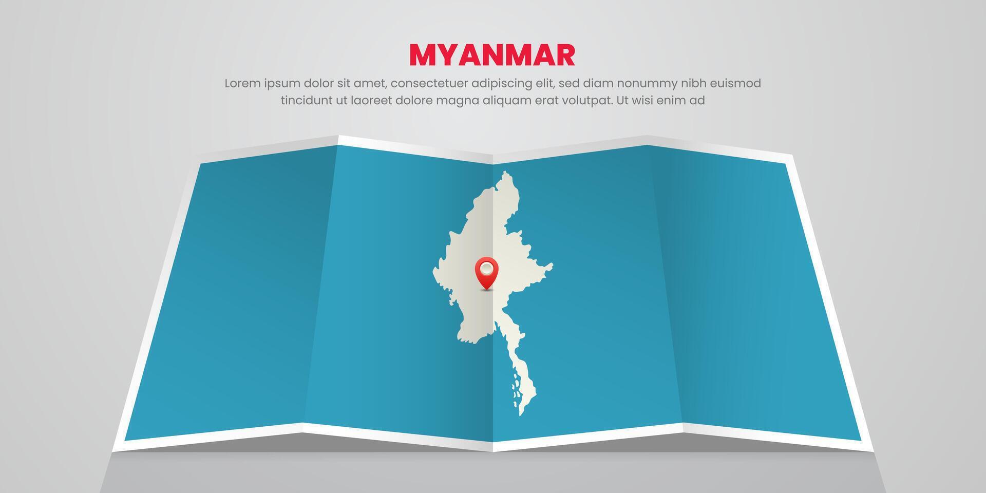 myanmar map travel with capital pin tag location design Illustration vector