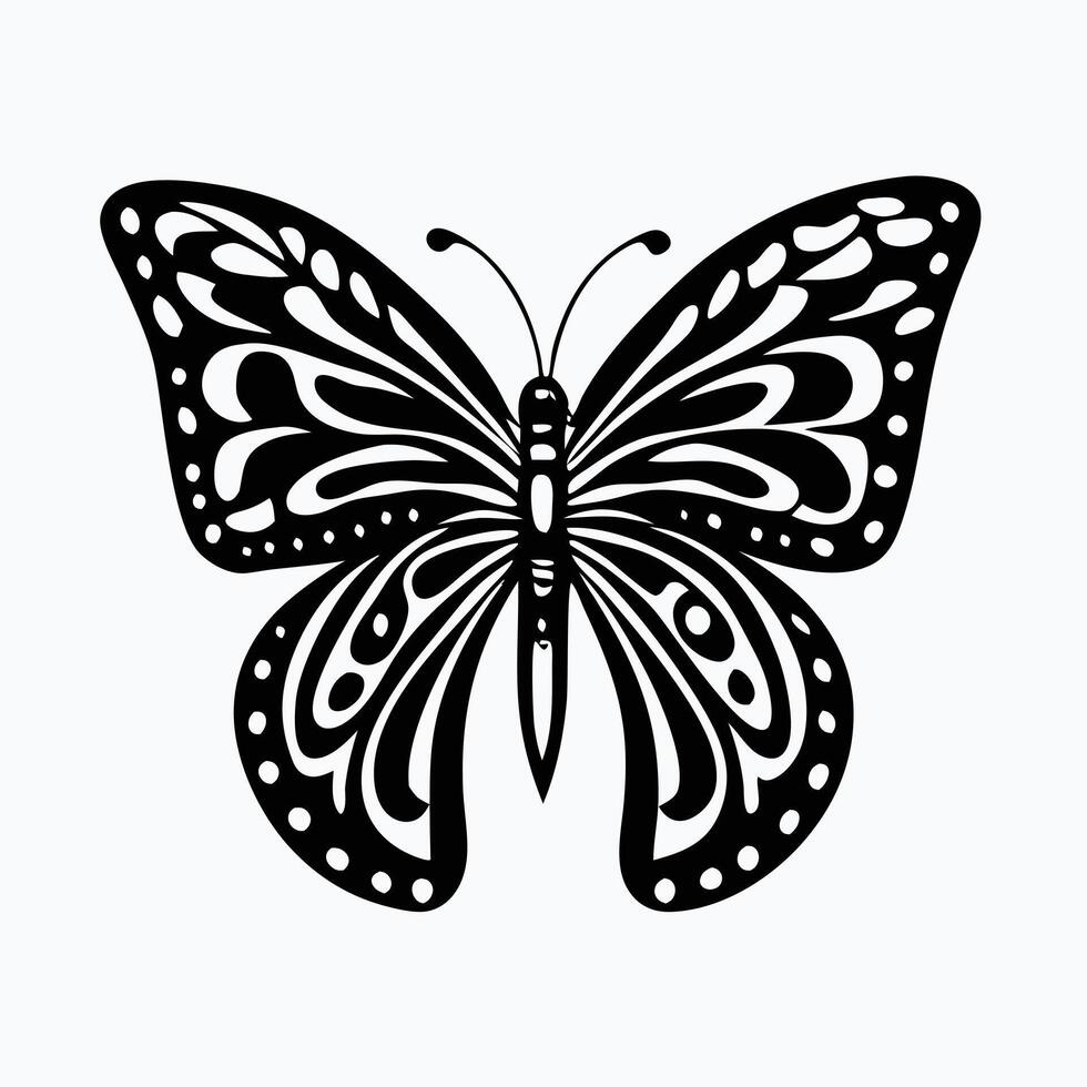 A striking silhouette of a butterfly, perfect for design elements or prints. vector