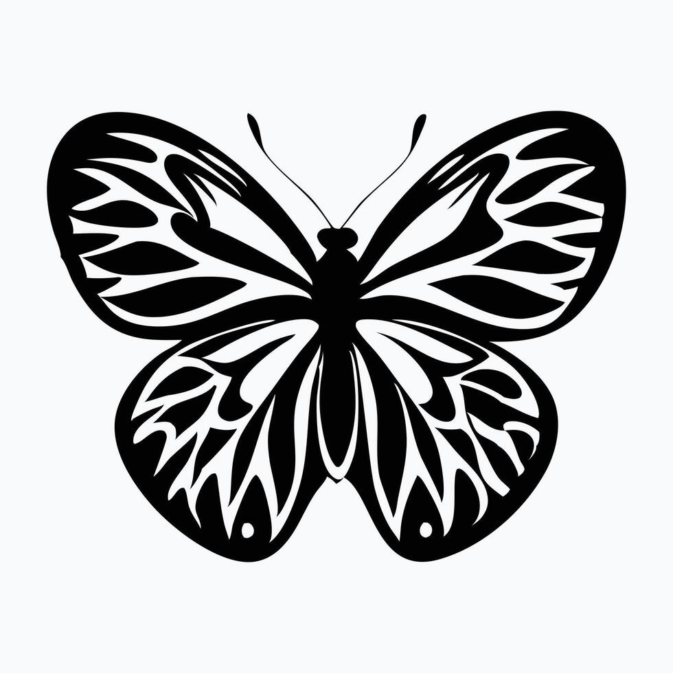 striking, stylized silhouette of a butterfly. vector